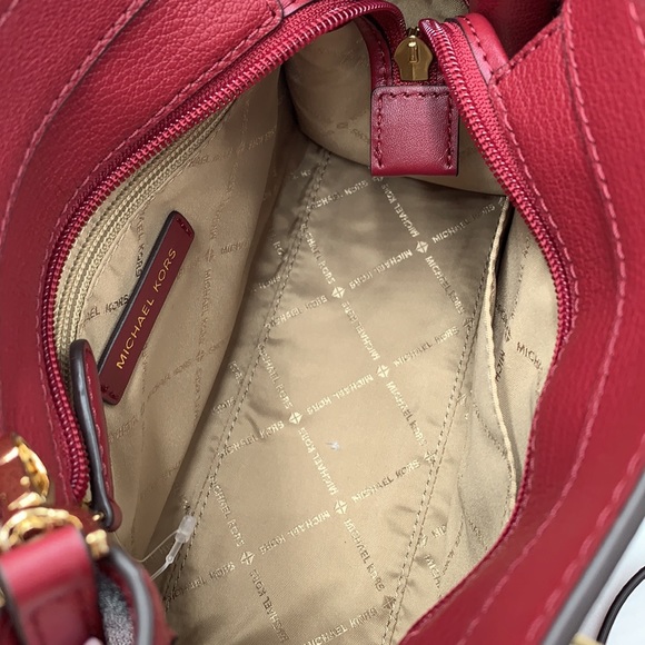 Michael Kors Hamilton Small Satchel Shoulder Crossbody Bag DARK CHERRY COLOR - Picture 14 of 16